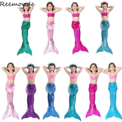 Children Swimming Mermaid Tail And Monofin Bikini Swimsuit Glasses In Girls Little Mermaid Swimsuit Cosplay Costumes