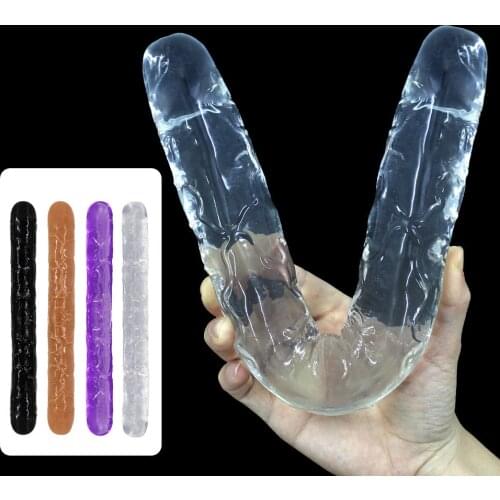 Long Jelly Realistic Dildo Double Ended Dildo Flexible Big Penis For Women Double Head Dildo Masturbator Sex Toys For Lesbian