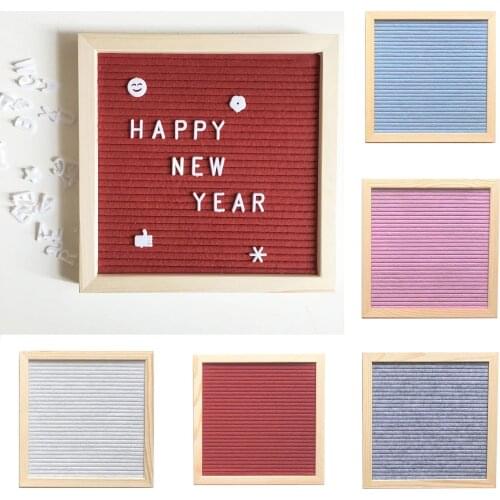 Square Felt Letter Board Wooden Frame Decorative Changeable Characters Letter Boards Sign Message Restaurant Office Home Decor