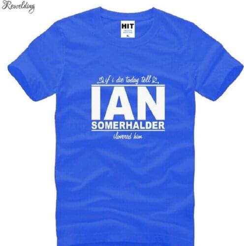 The Vampire Diaries Ian Somerhalder Printed T Shirts Men New Summer Style Short Sleeve O-Neck Cotton Mens T-Shirt Fans Clothing