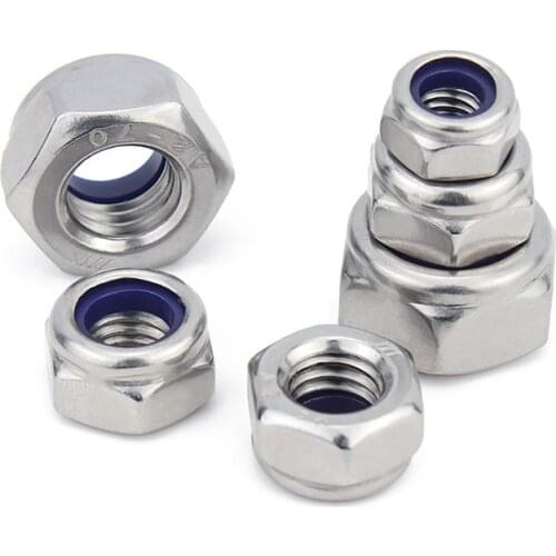 5/10/20PCS Hex Locking Nut M2 M3 M4 M5 M6 M8 - M20 Nylon Non-Slip Nuts A2 Stainless Steel