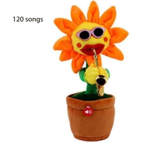 D7WF 33cm/13in Interactive Doll Electric Dancing Flower Soft Cotton Stuffed Toy Plush Doll with 120 Songs Playing Novelty Toy