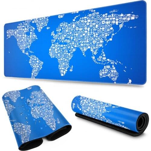 Gaming Computer Mouse Pad Large World Map Mouse Mat Big Desk Mat Non-Slip Rubber Base Mousepad for Laptop PC Game Waterproof