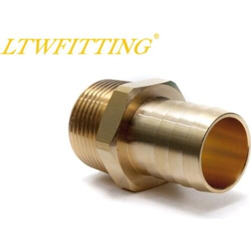 LTWFITTING Brass Fitting Connector 1" Hose Barb x 1" NPT Male Fuel