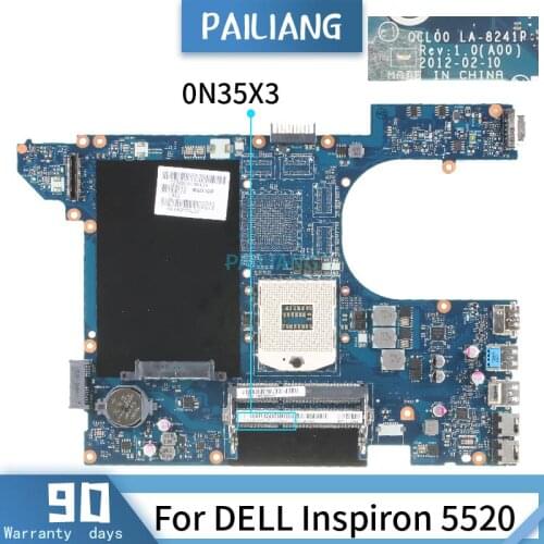 0N35X3 For DELL Inspiron 5520 LA-8241P CN-0N35X3 SLJ8C Mainboard Laptop motherboard tested OK