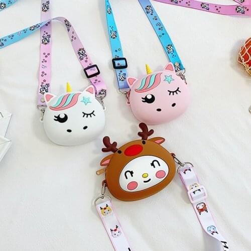Cartoon Small Bag Ribbon Single Shoulder Silicone Mobile Phone Bag Unicorn Cartoon Cute Single Diagonal Bag Shopping Handbags