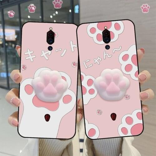 Squishy Toy Phone Case For ZTE Nubia Red Magic 6 Pro Finger Pinch Cute Cat Silicone Cover For Nubia Red Devil 5G