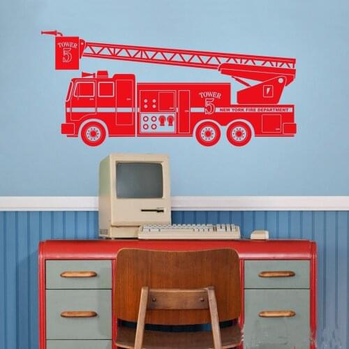 Fire truck wall decal Car wall decoration stickers kids room Toys decor vinyl decals for boy nursery bedroom boys room G537