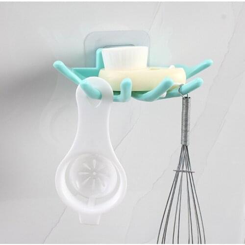 Non-marking drain soap box bathroom storage soap box kitchen free perforated storage rack sponge holder bathroom organizer