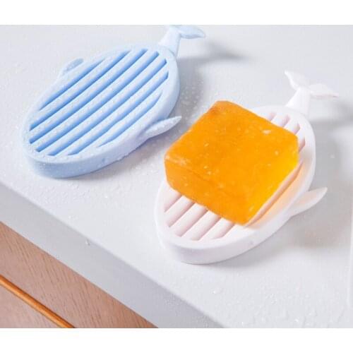 2018 New Soap Box Cartoon Whale Drain Rack Kitchen Sponge Rack Bathroom Plastic Non-slip Storage Dish Soap Accessories-66959