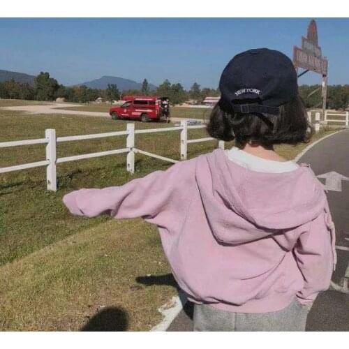 Girls' Coat 2021 Autumn New Solid Color Letter Childrens Fashion Korean Hooded Cardigan Fall Clothes for Kids