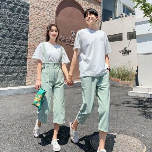 Couples wear summer suit braces with short sleeves and half sleeves couples clothes couples clothing