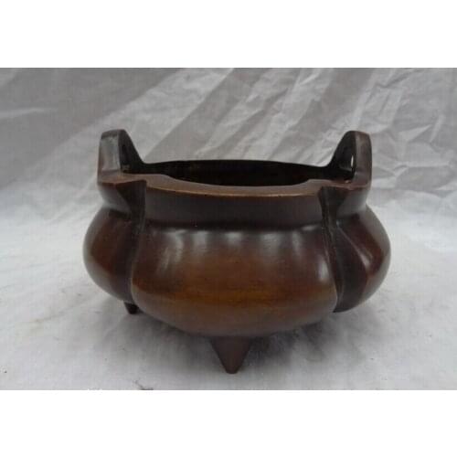 Song voge gem S2546 Tibet Bronze Buddhist Collect Melon Statue Pray FengShui Incense Burner Censer