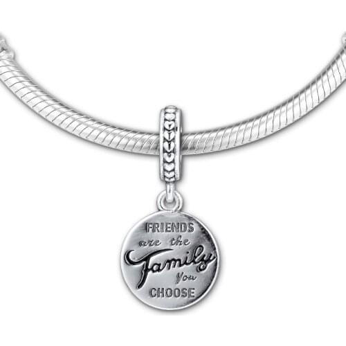Charms Fits for Pandora Bracelets 100% 925 Sterling Silver Jewelry Friends Are Family Pendant Beads Free Shipping