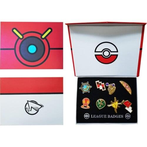 Pokemon Gym Badges Kanto Johto Hoenn Sinnoh Unova Kalos League Region Orange Islands Pins cosplay prop collection