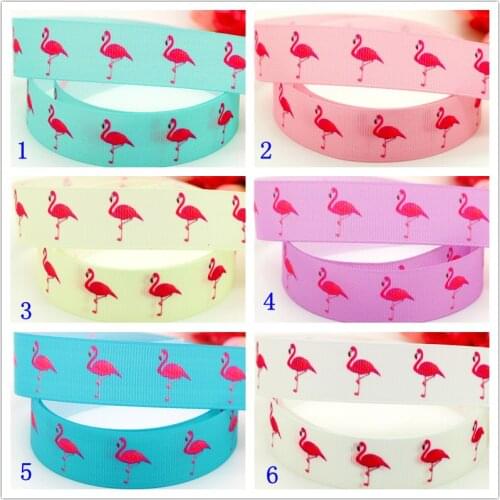 7/8'' Free shipping flamingo printed grosgrain ribbon hairbow headwear party decoration diy wholesale 22mm S561
