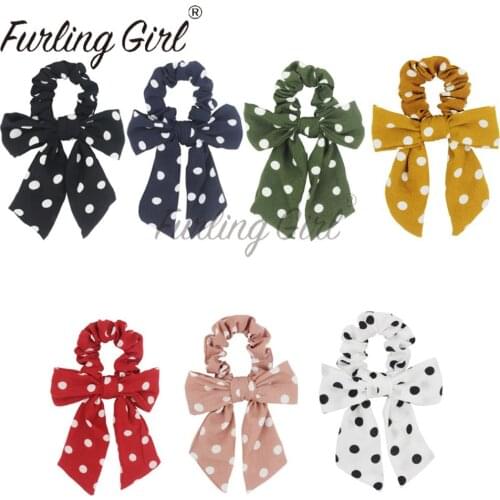 Furling Girl 1 PC Polka Dots Bowknot Elastic Hair Bands Multi Functional Headbands Spots Hair Scrunchies Hair Accessories