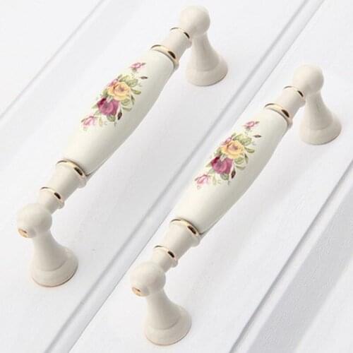 Rose Zinc Alloy Drawer Handle, Ceramic Modern Minimalist Elegant Kitchen Furniture Cabinet Pull, Shoe Locker Knob, Large Handle