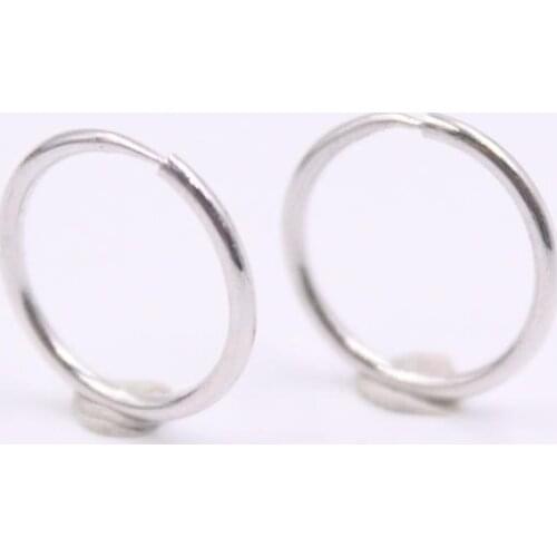 Marked Pt950 Real Platinum 950 Earrings For Women Smooth Earrings Hoop 12-13mm Simple Lucky Small Thin Circle Jewelry