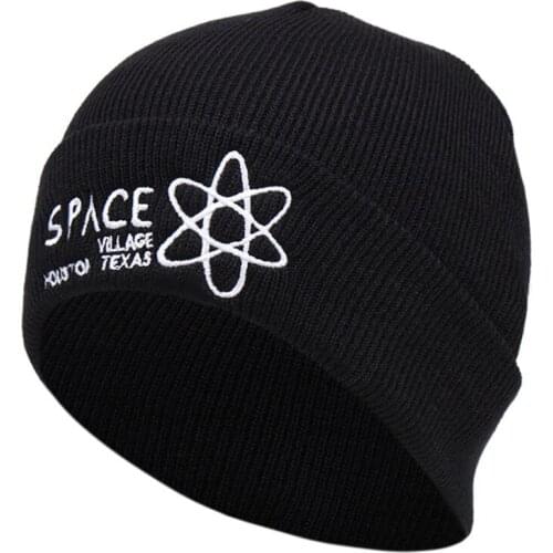 2021 new style letter embroidery SPACE beanie women men knitted outdoor warm winter hat pure color hip-hop casual all-match hat