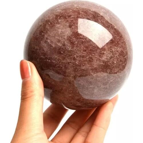 MOKAGY Hand Polished Natural Red Strawberry Quartz Crystal Ball Sphere 85mm-90mm 1pc