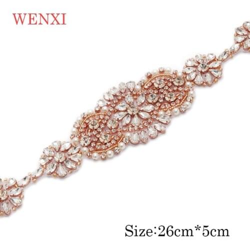 WENXI 30pcs Wholesale Bridal Gown Sash Crystal Rhinestonesd Appliques Sewing On For Wedding Dress Accessory WX915