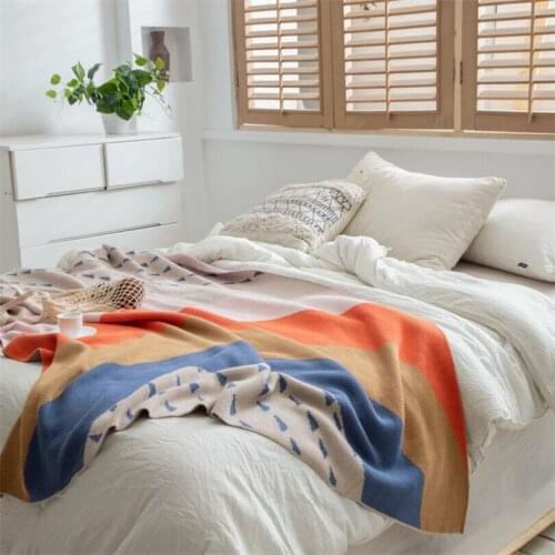 Knitted Blanket Rainbow Throw Blankets Cotton Nordic Bedding Quilt Kid Baby Crib Stroller Blankets Sofa Home Decorative Blanket