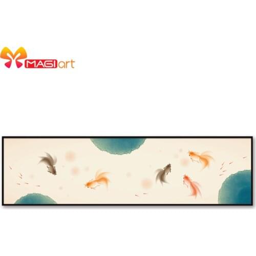 Cross stitch kits Embroidery needlework sets 11CT water soluble canvas patterns 14CT Super Wide Ink Goldfish-NCMA103