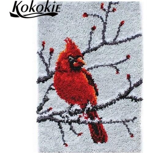Diy latch hook kits rug printed canvas diy birds decor needle for carpet embroidery pattern latch hook Home Decor
