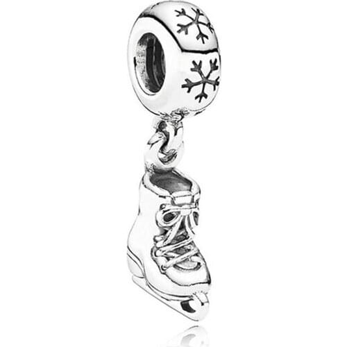 Authentic 925 Sterling Silver Bead Ice Skate Dangle Charm Fit Fashion Women Pandora Bracelet Bangle Gift DIY Jewelry