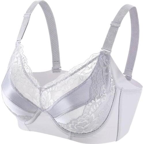 Plus Size Womens Unlined Full Coverage Non Padded Underwire Lace Sheer Ultra Thin Bra Lingerie for Female 34 36 38 48 B C D E F