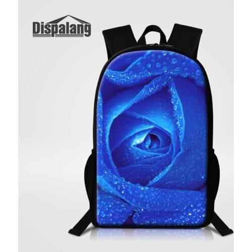 Dispalang Womens Backpack Rose Flower School Bag For Teenage Girls 16'' Female Bag Student Fashion Print Image Custom Bookbag