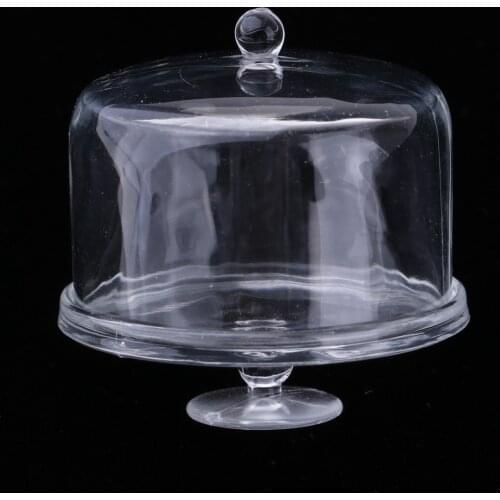 1/12 Dollhouse Acrylic Cake Display Plates with Cover Tableware DIY Accessories #1