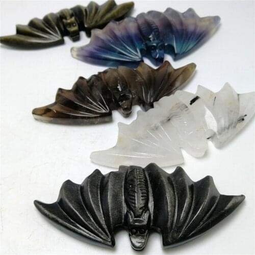 1pc Hot 100% Natural Crystal Figurine Cute Bat Ornament Healing Crystal Animal Miniature Unique Gifts Home Decoration