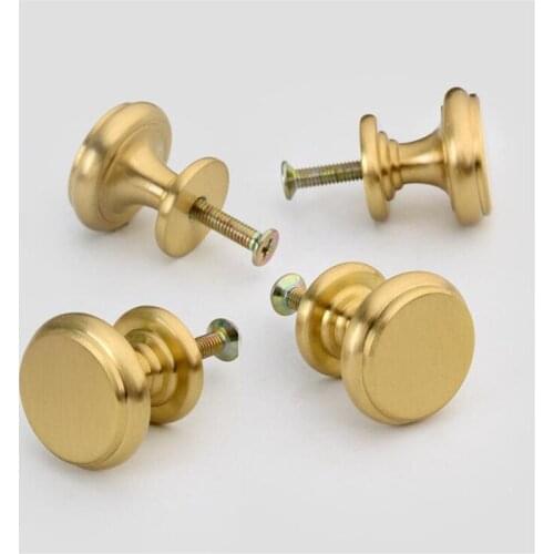 1Pc Vintage Brass Furniture Handles Copper Cabinet Knobs Singal Hole Solid Wardrobe Dresser Drawer Knob Kitchen Cupboard Pulls