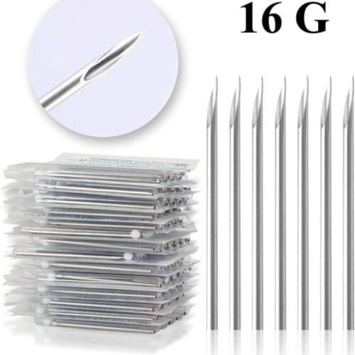 100PC 16G Piercing Needles 16G Sterile Disposable Body Piercing Needles 16G For Ear Nose Navel Nipple Free Shipping