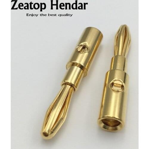 100Pcs Brass Metal Gilded 4mm Banana Male Plug AV Audio Vedio Adapter Connector for Binding Post Amplifiers Speaker