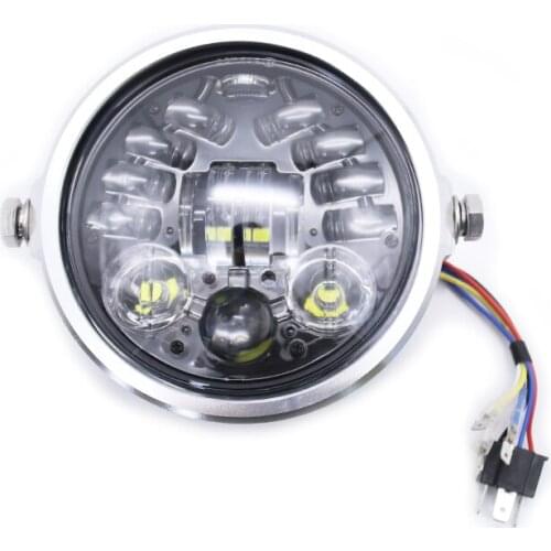 12v Universal 5.75'' Headlight LED Retro High Low Beam Headlight with Turn Signal Head Lamp Motorcycle Cruiser Chopper Bobber