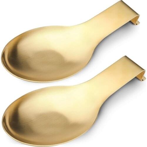 2 Pcs Stainless Steel Spoon Rest,Spatula Ladle Holder,Stainless Steel Utensil Spoon Rest Holder,Brushed Finish