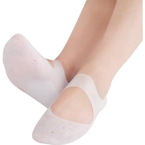 2pcs=1pair Silicone Moisturizing Gel Heel Socks Cracked Foot Skin Care Pedicure Protector Feet Massager Foot Pain Relief Sock