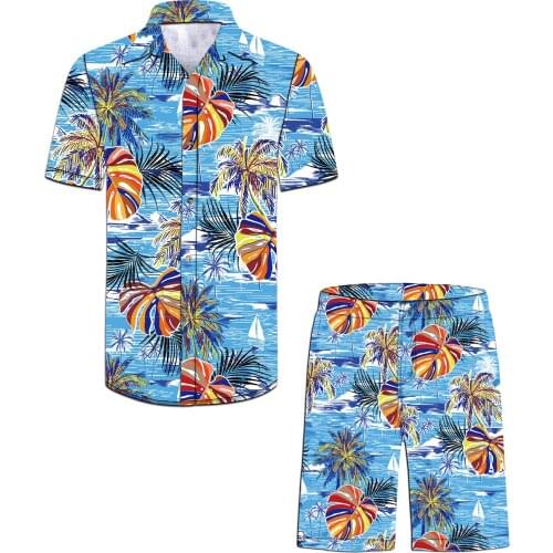 2021 Summer custom cheap wholesale polyester sublimation printing mens hawaiian shirts beach mens shirts