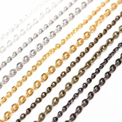 5m/lot 2*3 Silver/Gold/Bronze/Rhodium Color Plated Necklace Chains Brass Bulk For DIY Jewelry Findings Making Materials Handmade