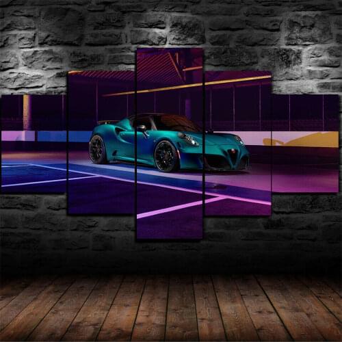 5 Piece Pogea Racing Zeus Sports Car Canvas Picture Print Wall Art Canvas Painting Wall Decor for Living Room Framed