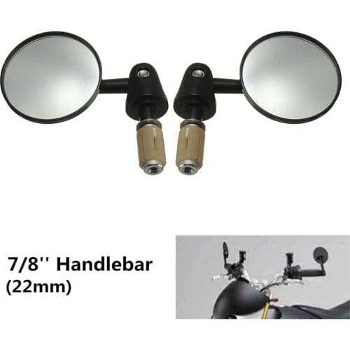 7/8" 22mm Exterior Diameter Handlebar Rotatable Collapsible Aluminum Round Shape Motorcycle Bar End Rearview Convex Side Mirror