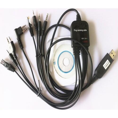 8 in 1 Multi-functions USB Programming Cable with CD Baofeng Walkie Talkie UV5R UV82 For TYT Kenwood Motorola Yaesu HYT Radio