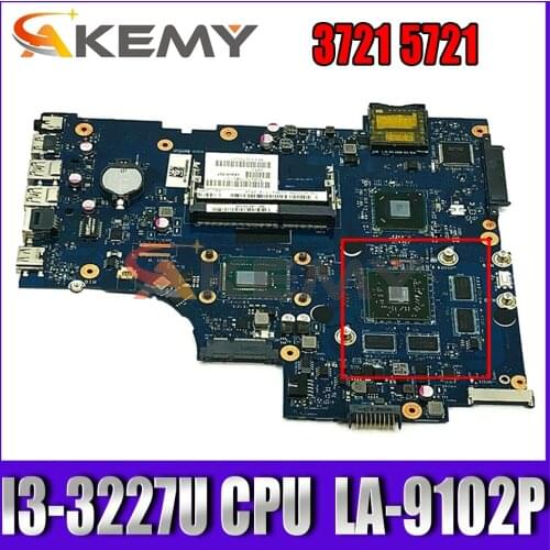 Akemy LA-9102P FOR DELL Inspiron 3721 5721 Motherboard I3-3227U CN-09KHW3 9KHW3 Mainboard 100% tested