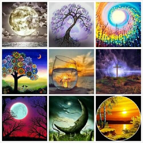 Full Rhinestones Diamond Painting Cross Stitch Home Decor diy 5D diamond embroidery Moon landscape Pattern drill mosaic puzzle