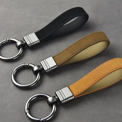 High-End Luxury Genuine Leather Keychain Women Men Black Buckle Car Key Ring Chain Holder Jewelry Gift Chaveiro