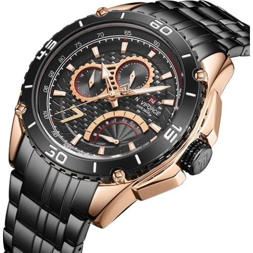 Top Brand Luxury Fashion Sport Men Watch Rose Black Clock NAVIFORCE Waterproof Male Military Stainless-Steel Quartz Wristwatches