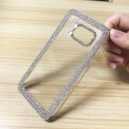 Coque For Samsung Galaxy S6 edge Plus S7 edge Case Glitter 3D Crystal Hard Plastic Cover Bling Rhinestone Phone Back Clear Cover